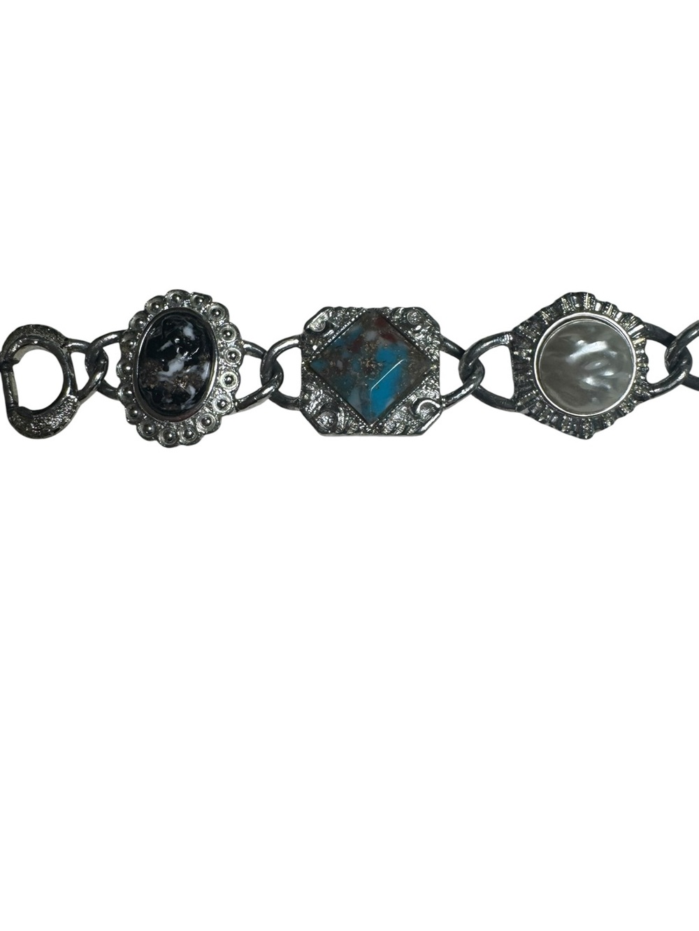 Sarah Coventry Silver Tone Faux Gemstone Panel Bracelet - Picture 4 of 10